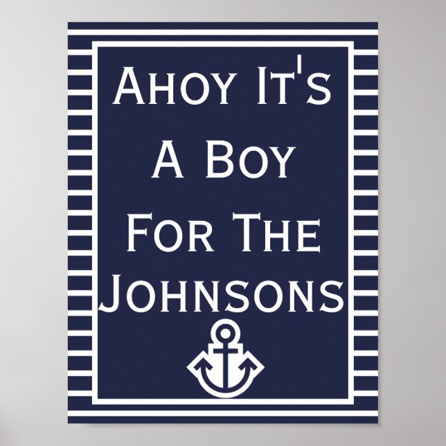 Simple Chic Ahoy C'est un garçon Poster du Baby sh (Devant)