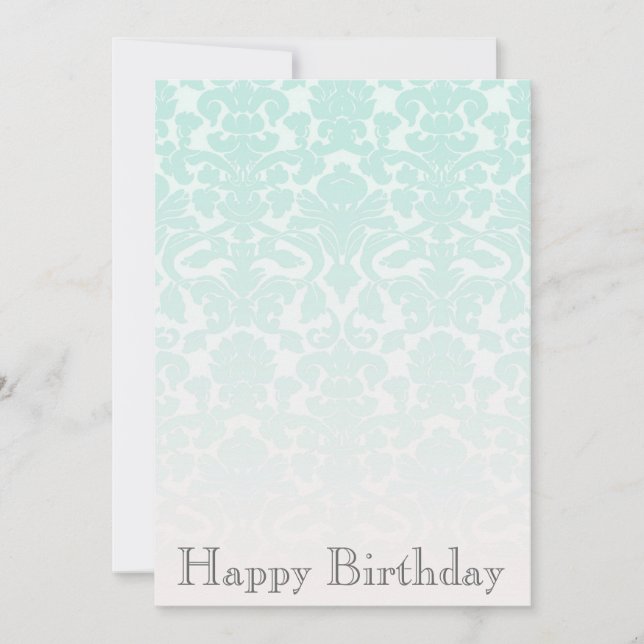 Simple Chic Mint Damask Invitation d'anniversaire (Devant)