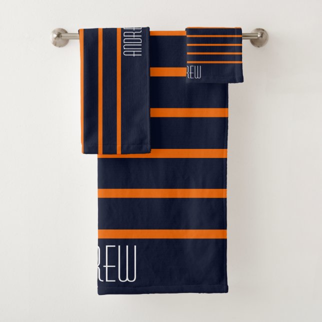 Simple Chic Personnalisé Nautical Orange Rayé Week (En situation)