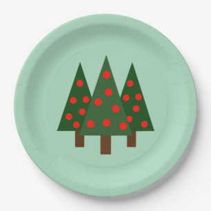 Simple Christmas Grove sur assiettes en papier ver