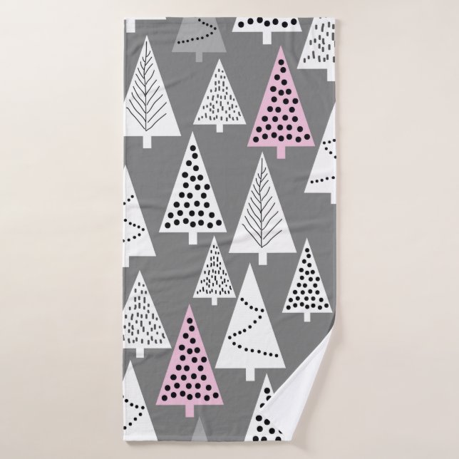 Simple Christmas pattern. Abstract gray and white  (Serviette de bain)
