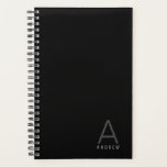 Simple Classic Modern Personnalisé Nom Planner<br><div class="desc">Nom initial et personnalisé monogramme moderne et sous-estimé, customisé sur la couverture d'un planificateur noir, gris et blanc dans une police minimale classique sans-serif, pour un organisateur et planificateur quotidien simple, professionnel et moderne avec calendrier pour vous aider à vous organiser et garder trace de votre emploi du temps pour...</div>