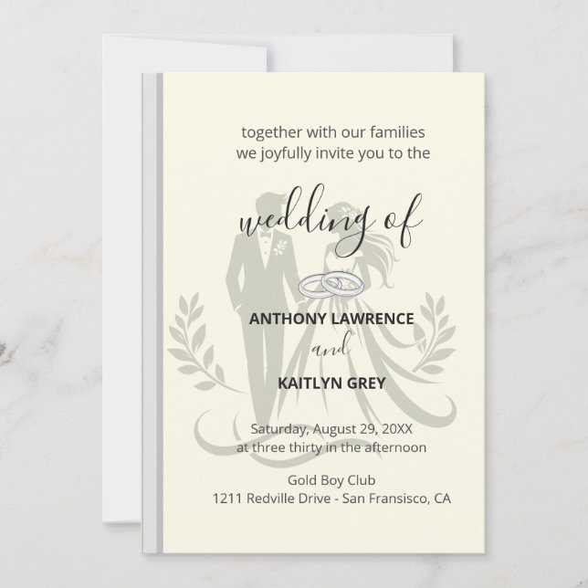 Simple Classic Wedding Invitation – Customizable (Devant)