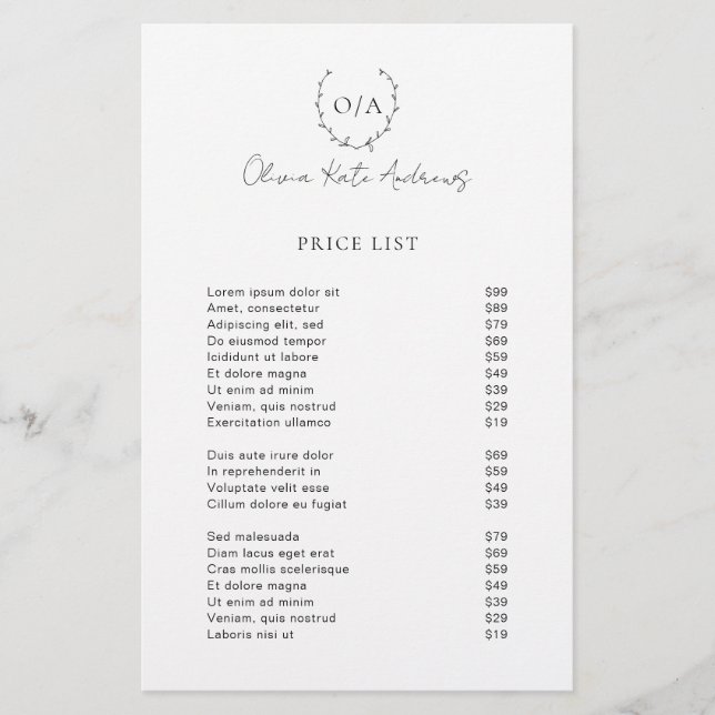 Simple classique Monogramme Wreath Élégant (Devant)