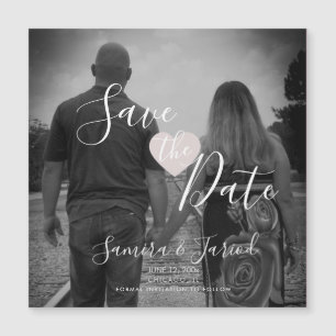 Simple Coeur Pink Script Enregistrer l'aimant Date