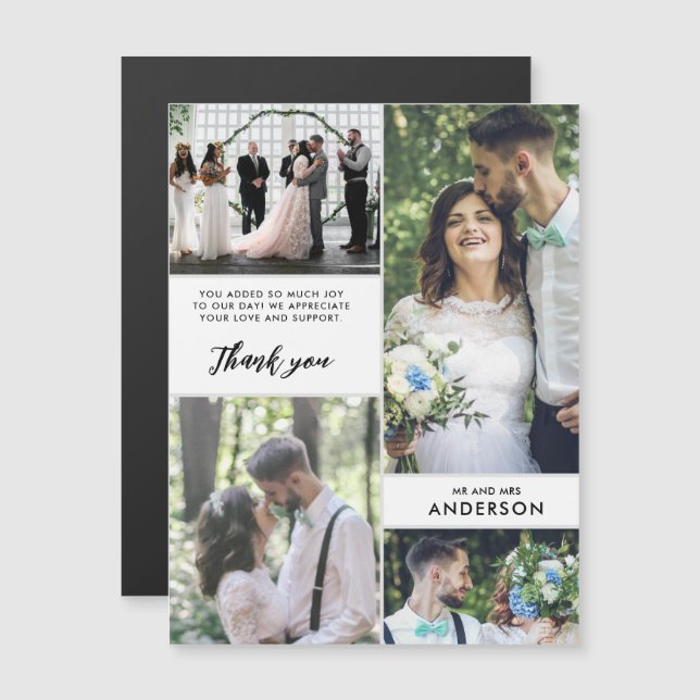 Simple Collage Photo de Mariage Merci (Devant / Derrière)