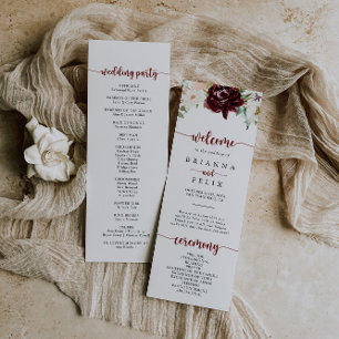 Simple Colorful Classic Floral Wedding Programme