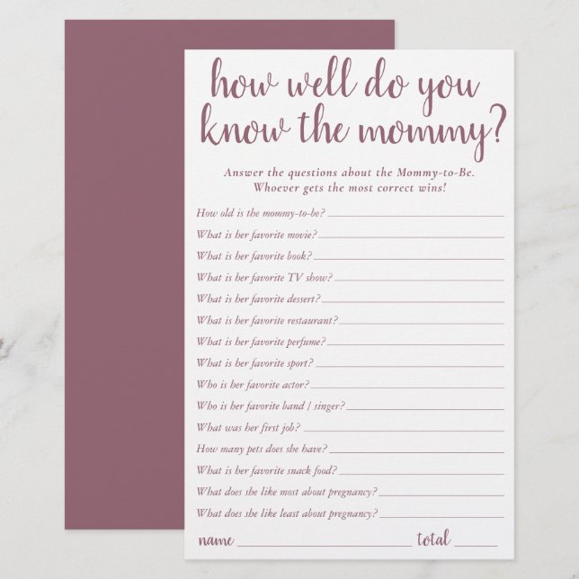 Simple Comme Tu Connais Bien Maman | Carte Mauve (Devant / Derrière)