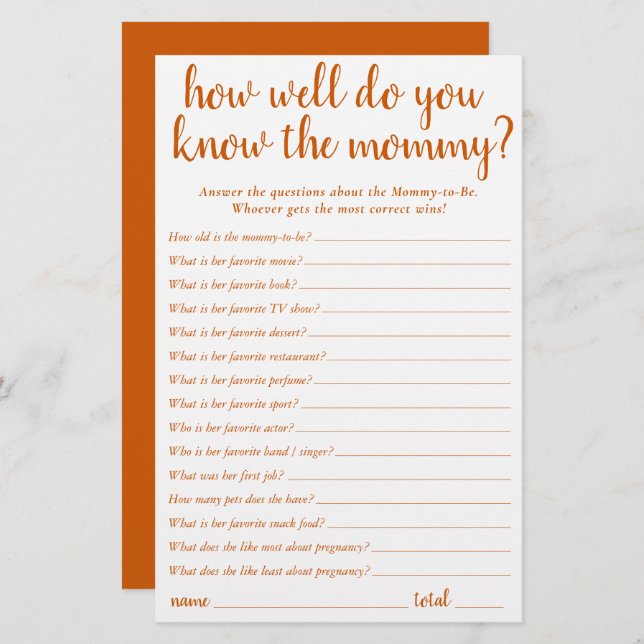 Simple Comme Tu Connais Bien Maman | Carte orange (Devant / Derrière)