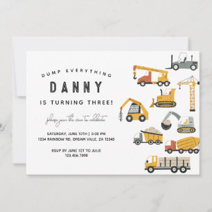 Simple Construction Camion Invitation Anniversaire