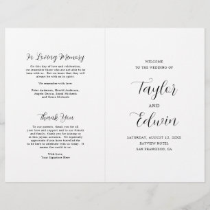 Simple Contemporary Modern Folded Wedding Programm