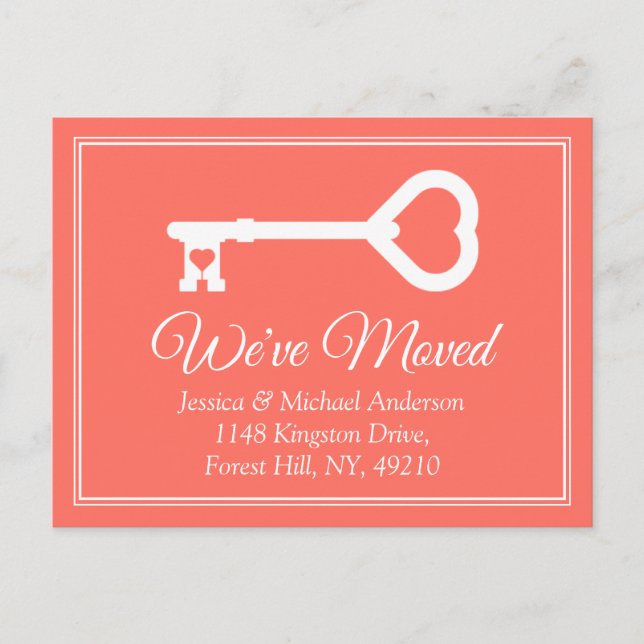 Simple Corail blanc Faire-part de déplacement de c (Devant)