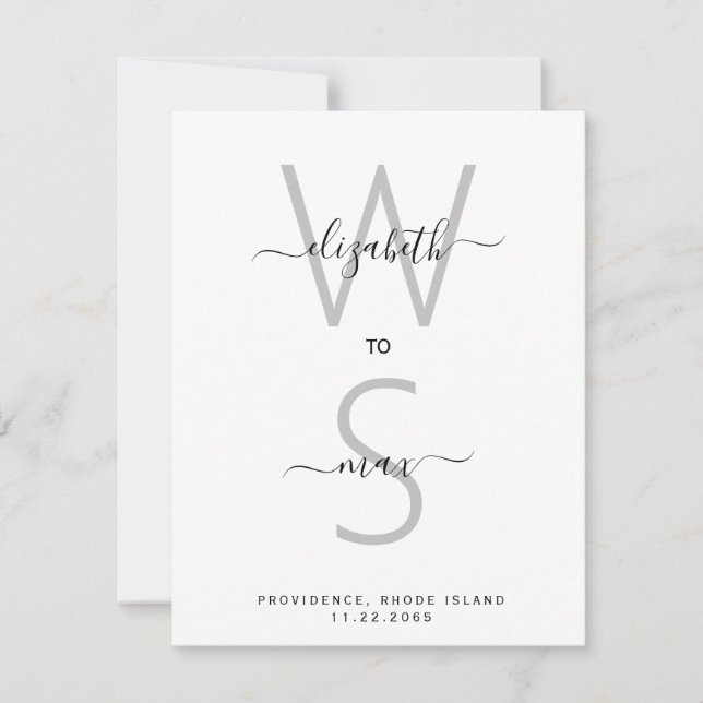 Simple Couple Initiales & Nom Enregistrer la date (Devant)