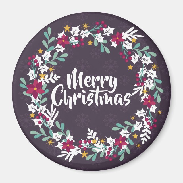 Simple couronne de Noël pourpre | Magnet (Devant)
