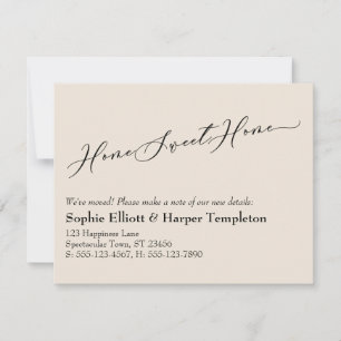 Simple Cream Home Sweet Home Nouvelle carte d'adre