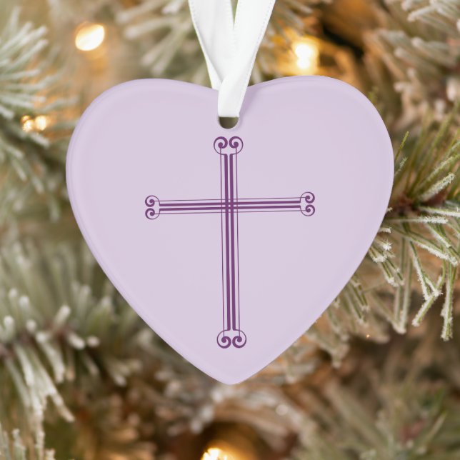 Simple Croix Violette Joyeux Noël Cœur (Arbre)