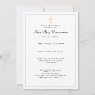 Simple Cross First Holy Communion Invitation