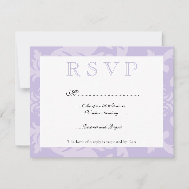Simple Damask Lilac RSVP (Devant)