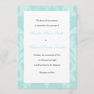 Simple Damask Robin's Egg Blue Faire-part de maria