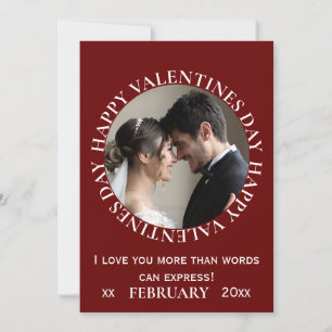 Simple Dark Red Photo Carte Saint Valentin
