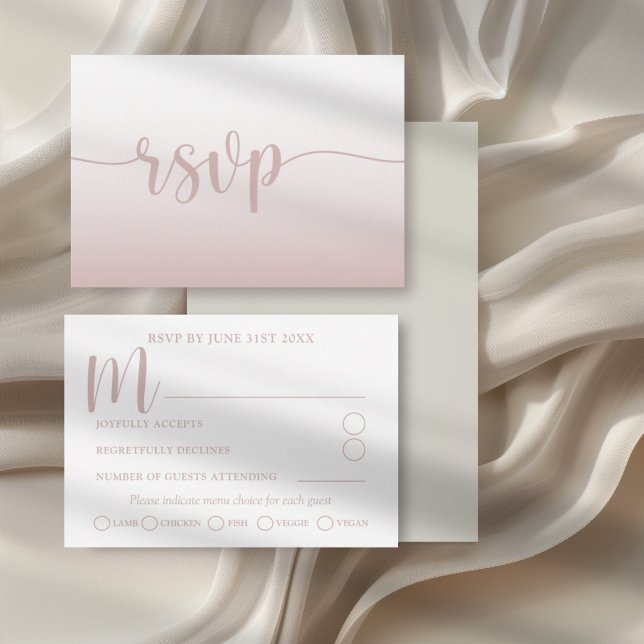 Simple dégradé rose calligraphie Mariage RSVP  (Créateur téléchargé)