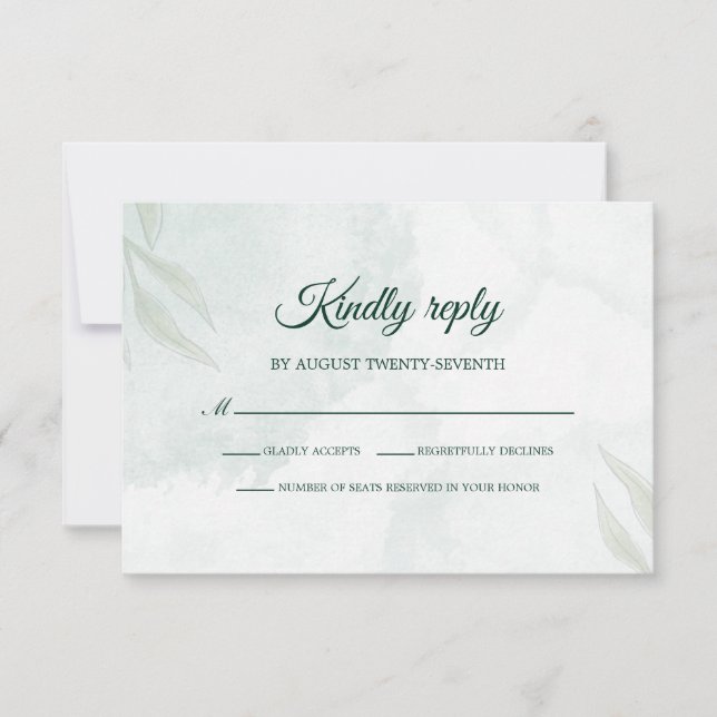 Simple Delicate Floral Wedding RSVP Card (Devant)