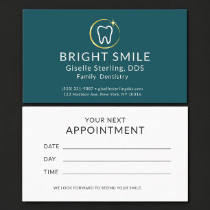 Simple Dentiste Turquoise Or Carte De Rendez-Vous 