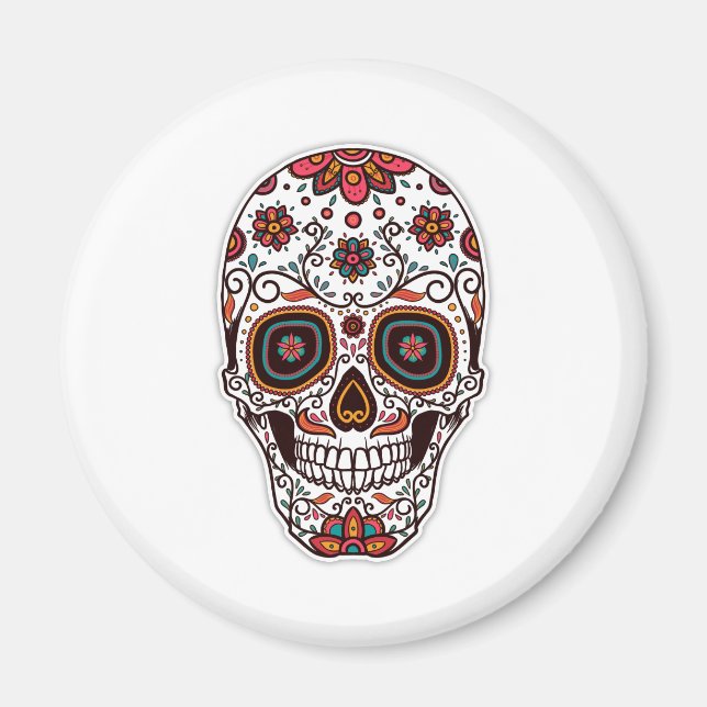 Simple Dia de Muertos - Crâne floral | Magnet (Devant)