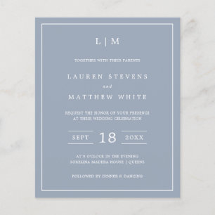 Simple Dusty Blue Monogramme Budget Mariage Invita