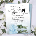 Simple Dusty Blue Rose BUDGET Wedding Invitation<br><div class="desc">This simple yet beautiful budget wedding invitation features an elegant design with a single long stemmed dusty blue or pale powder blue colored rose and elegant script calligraphy. With a low affordable price,  this invite is the perfect solution for elegance and grace without breaking the bank.</div>