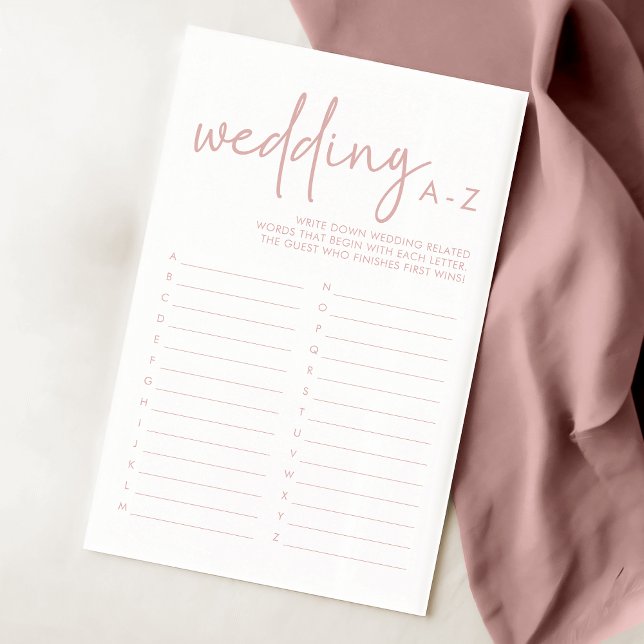 Simple Dusty Rose & White Fête des mariées Jeu A-Z (Créateur téléchargé)