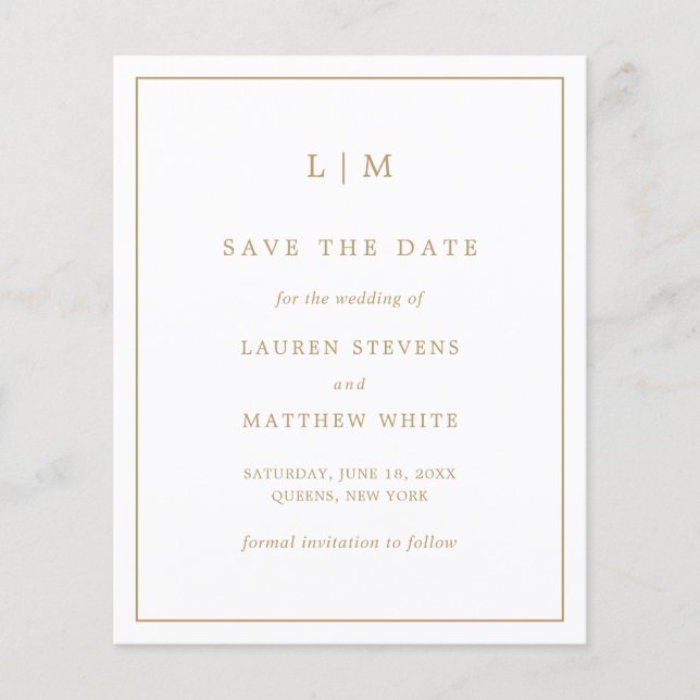 Simple Économie de Mariage Or Antique Enregistrer  (Devant)