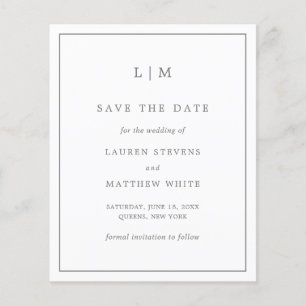 Simple Économie Mariage Gris Foncé Enregistrez la 