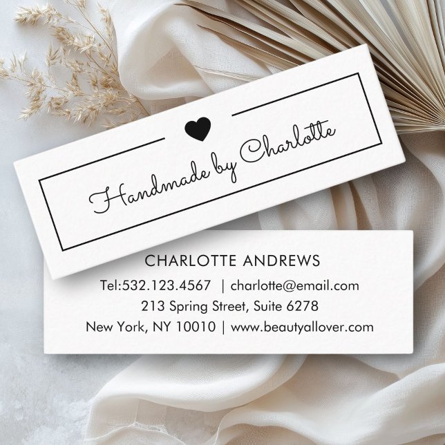 Simple, écriture manuscrite, Mini Carte de visite  (Simpel, handwriting, "Handmade" Mini Business Card, Heart)