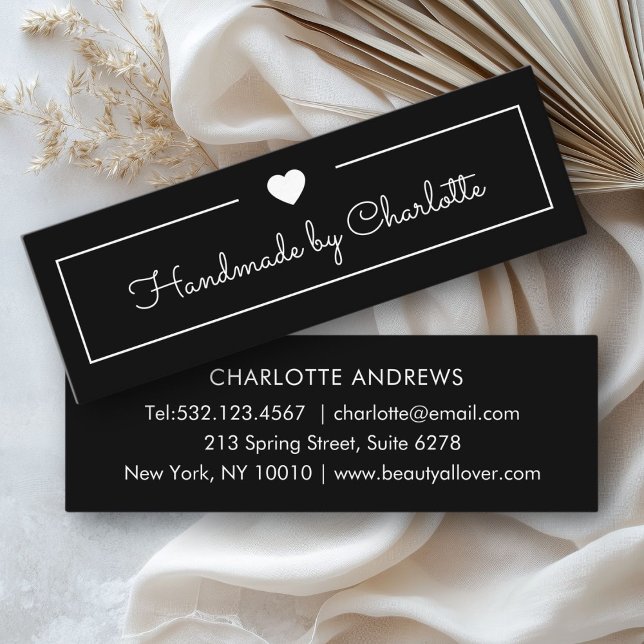 Simple, écriture manuscrite, Mini Carte de visite  (Simpel, handwriting, "Handmade" , Heart, Mini Business Card)