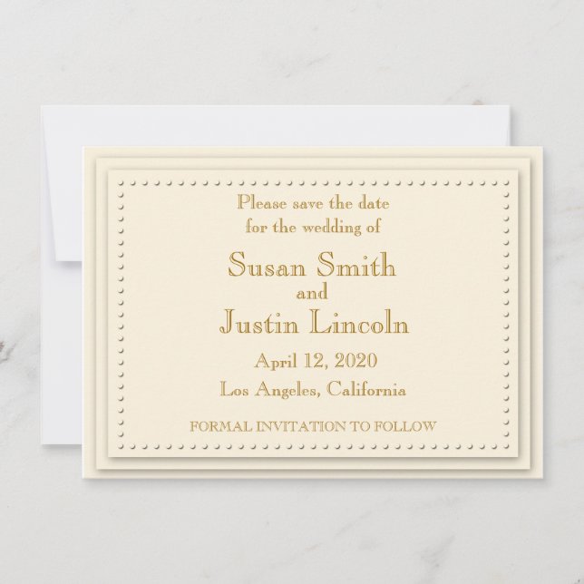 Simple Elegance Cream Enregistrer La Carte Date (Devant)