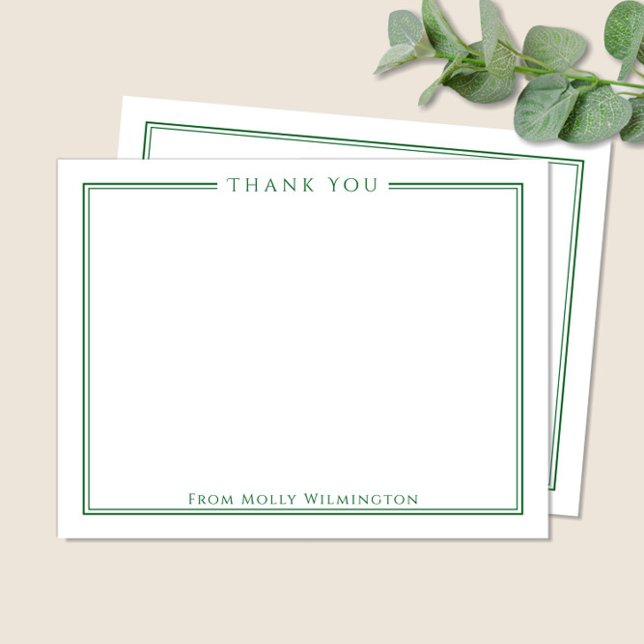 Simple Elegance Forest Green Merci Carte Note (Créateur téléchargé)
