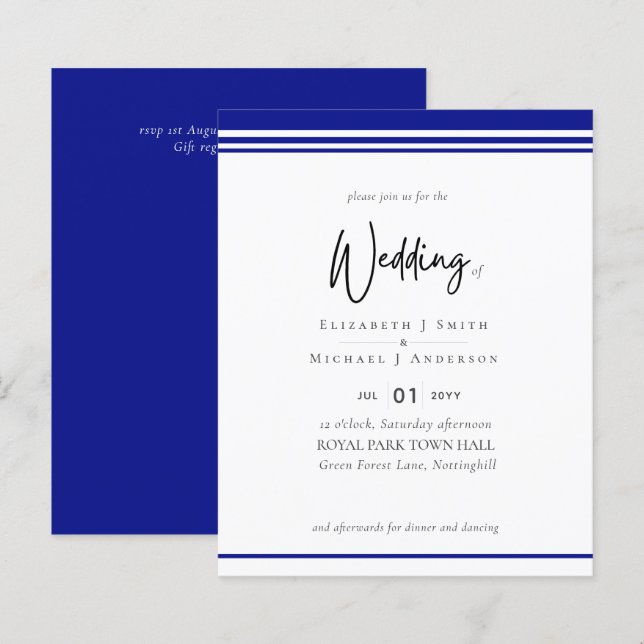Simple Elegance Royal Blue Moderne Budget Mariage (Devant / Derrière)
