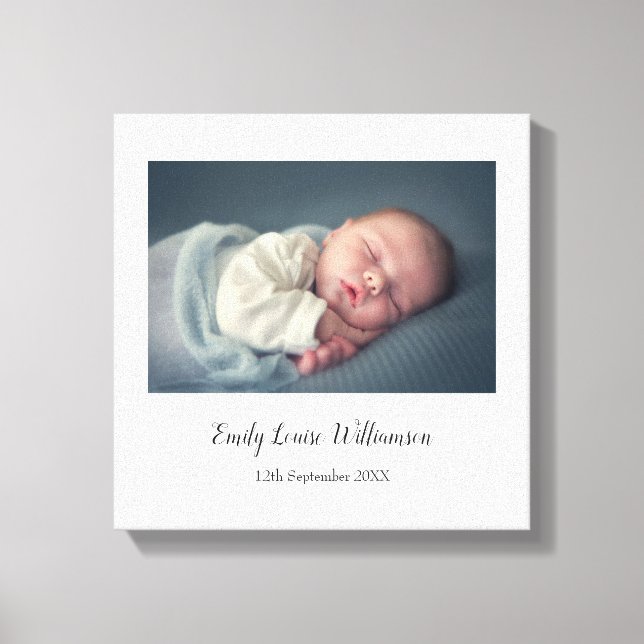 Simple Elegant Baby Photo Script Nom Toile Imprime (Recto)