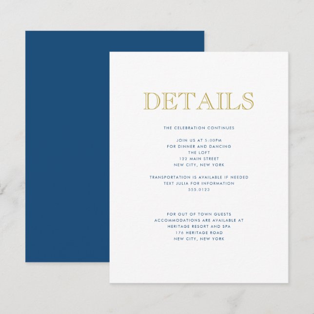 Simple Elegant Bar Mitzvah - Carte Détail Traditio (Devant / Derrière)