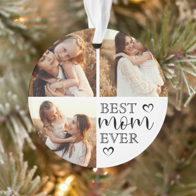 Simple Elegant Best Mom Ever Cute Photo Collage (Arbre)