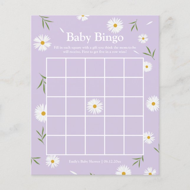 Simple Elegant Blanc Baby shower Bingo Jeu (Devant)