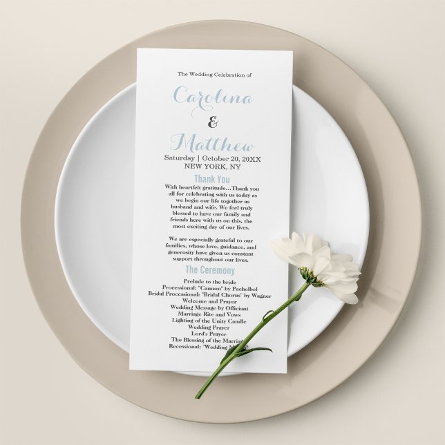 Simple élégant blanc pastel bleu moderne Programme (Simple elegant white pastel blue modern Program)