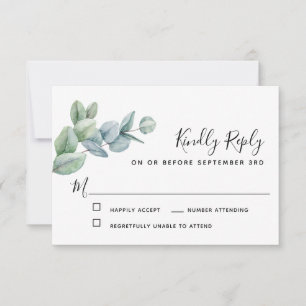 Simple Elegant Boho Eucalyptus Verdure RSVP