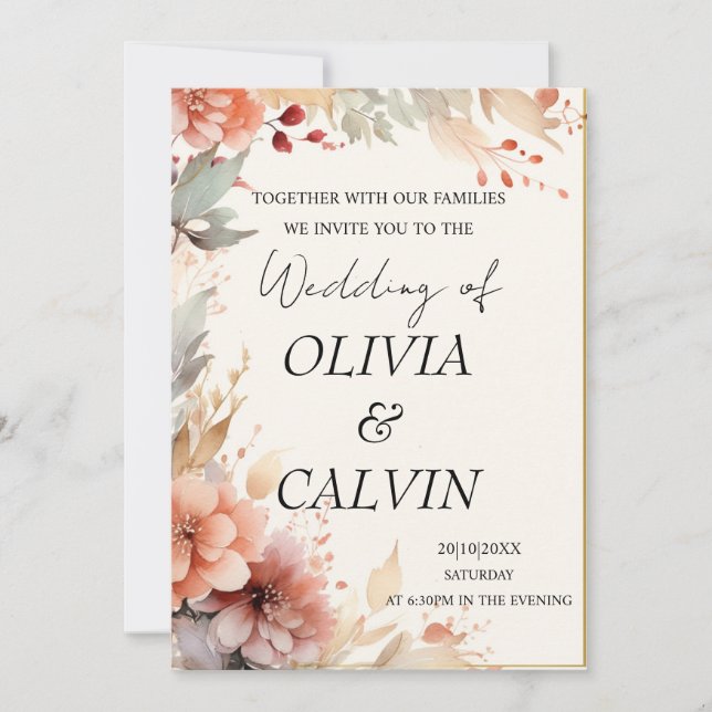 Simple Elégant Boho Wedding Réception Invitation (Devant)