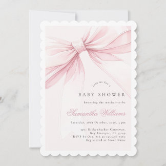 Simple Elegant Bow Baby Shower Invitation