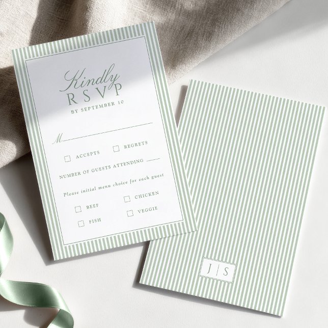 Simple Élégant Carte de Réponse de Mariage Vert Sa (Créateur téléchargé)