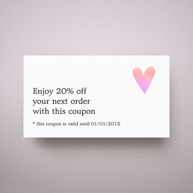 Simple Élégant Coupon Coeur Rose Blanc (Créateur téléchargé)