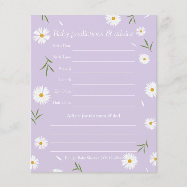 Simple Elegant Daisy Baby shower de devis Jeu (Devant)