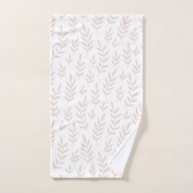 Simple élégant doux beige blanc feuille serviette  (Serviette à main)
